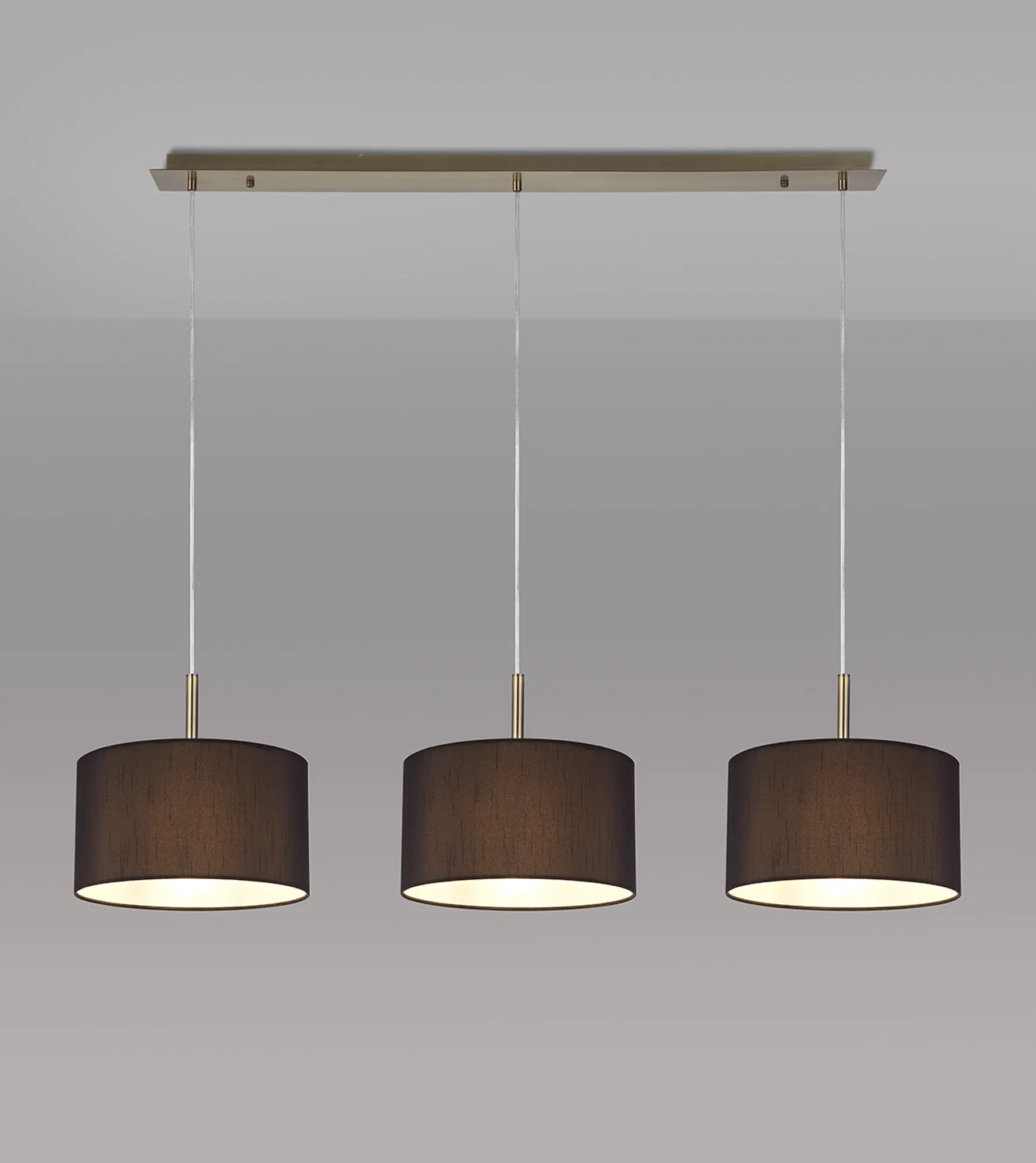 Baymont 30cm Shade 3 Light Pendant Antique Brass, Black DK0575  Deco Baymont AB BL